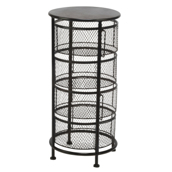 Black Mesh 4-Tier Round Bin Display