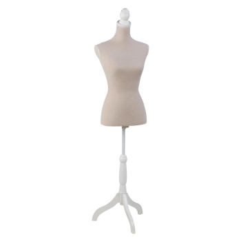 Cream Linen Fabric Covered Dress Form - Female
