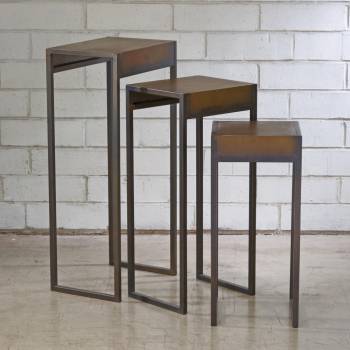 Set of 3 Antiqued Finish Nesting Display Tables