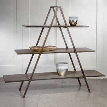 Antiqued Metal Ladder A-Frame Shelving Display