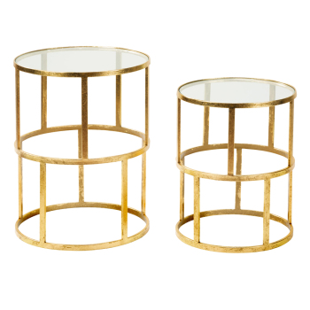 Round Gold Accent Display Tables - Set of 2