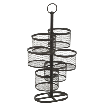 Mesh Wire Rotating Display with 6 Round Bins - Black  