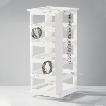 Wooden 4-Sided Square Spinner Display - White 