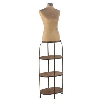 Female Antiqued Mannequin Body Dress Form With 3 Shelves
