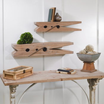 Extra Large Clothespin Wood Shelf- Set of 2