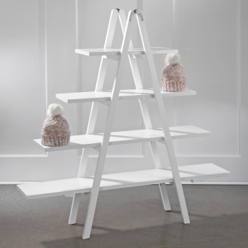 White Wood Ladder A-Frame Shelving Display