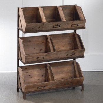 Natural Wood Storage Bin Organizer Display