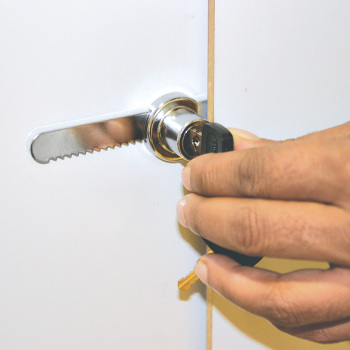 Ratchet Lock for Sliding Glass or Wood Door Showcases
