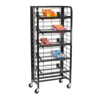 24 in Wide Floor Standing Metal Mobile Retail With 5 Shelves 