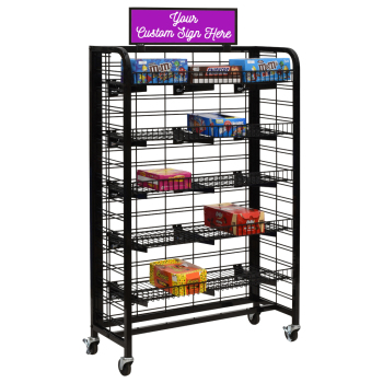 36 in. Floor Standing Metal Mobile Merchandiser Retail Display With 5 Shelves