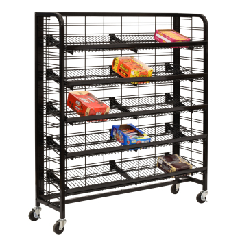 48 in. Floor Standing Metal Mobile Merchandiser Retail Display With 5 Shelves