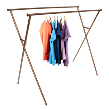 Antique Copper Portable Double Rail Folding Clothing Rack - 5 Feet Wide
