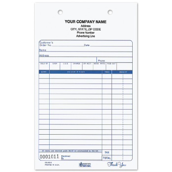 Custom Imprinted 2 Part Register Forms - 4 in. x 6 in.