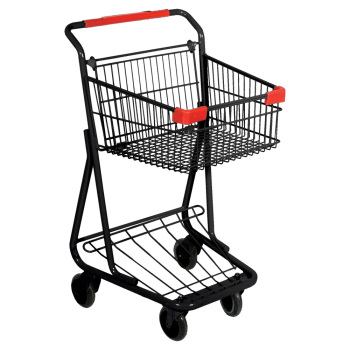 35 liter Single Basket Wire Convenience and Liquor Shopping Cart - Black