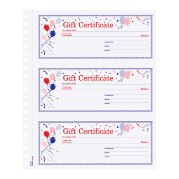 Gift Certificate Book with Balloon Screened Background