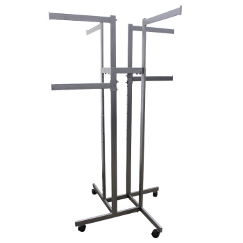 4-Way Gunmetal Rack With Casters & Sign Holder