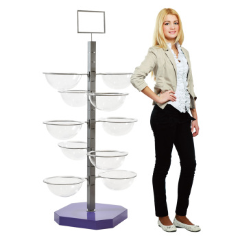 Floor Standing Spinning 10 Acrylic Bowl Display with Casters