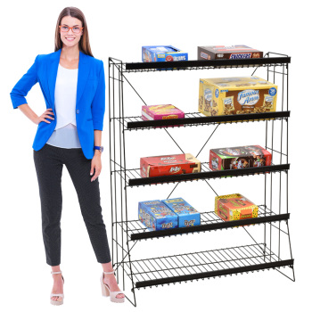 5 Tier Convenience Store Candy Floor Standing Display Rack - 36 In. W X 48 In. H Black Metal Wire