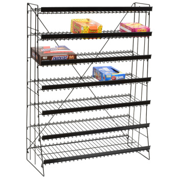7 Tier Convenience Store Candy Floor Standing Display Rack - 36 in. W x 48 in. H Black Metal Wire