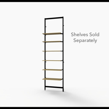 94 in.H Wall Shelving Display with 6 Shelf Brackets - Black Brown