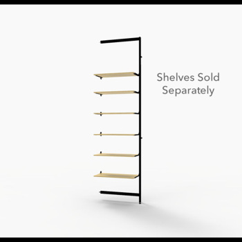 94 in.H Wall Shelving Add-On Display with 6 Shelf Brackets - Black Brown