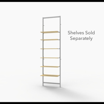 94 in.H Wall Shelving Display with 6 Shelf Brackets - White