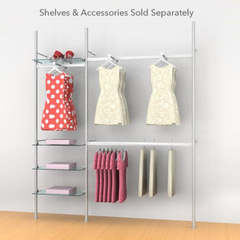 24-48 in. Two Section Clothing Display Kit - Aluminium
