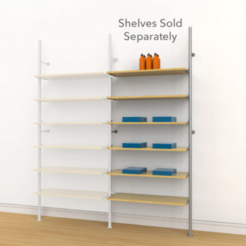 92 in. H Aluminium Poles Shelving Add-On Unit with 12 Shelf Brackets