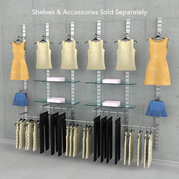 Six Slim Slatstrips Clothing Display Kit - Wall Mounted