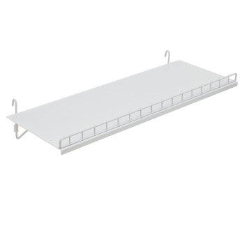 Solid Retail Shelf with 1 in Lip with Folding Hooks for Grid Wall Panels - 24 w x 8.5 d