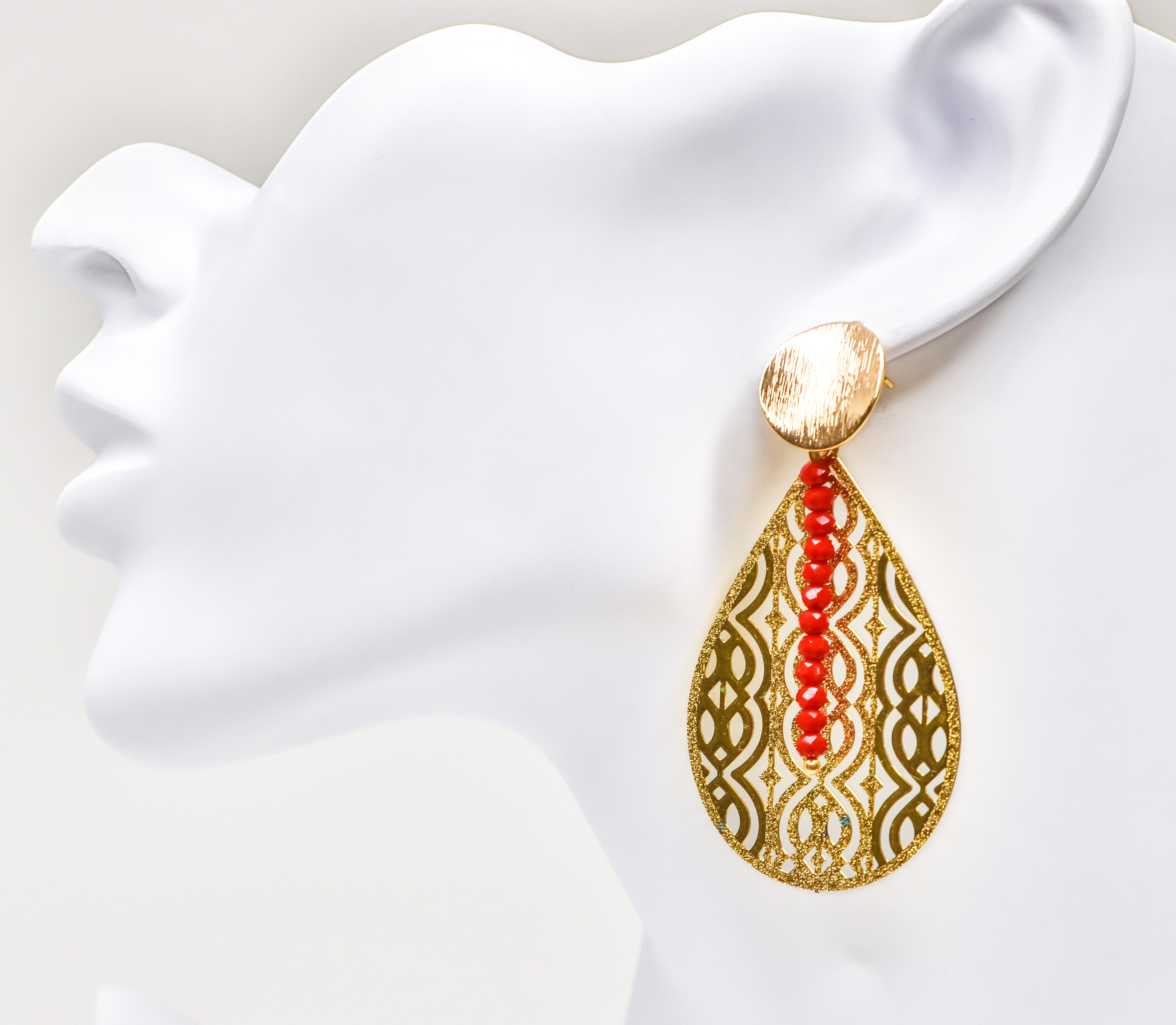 Gold Earrings - Red Sensation