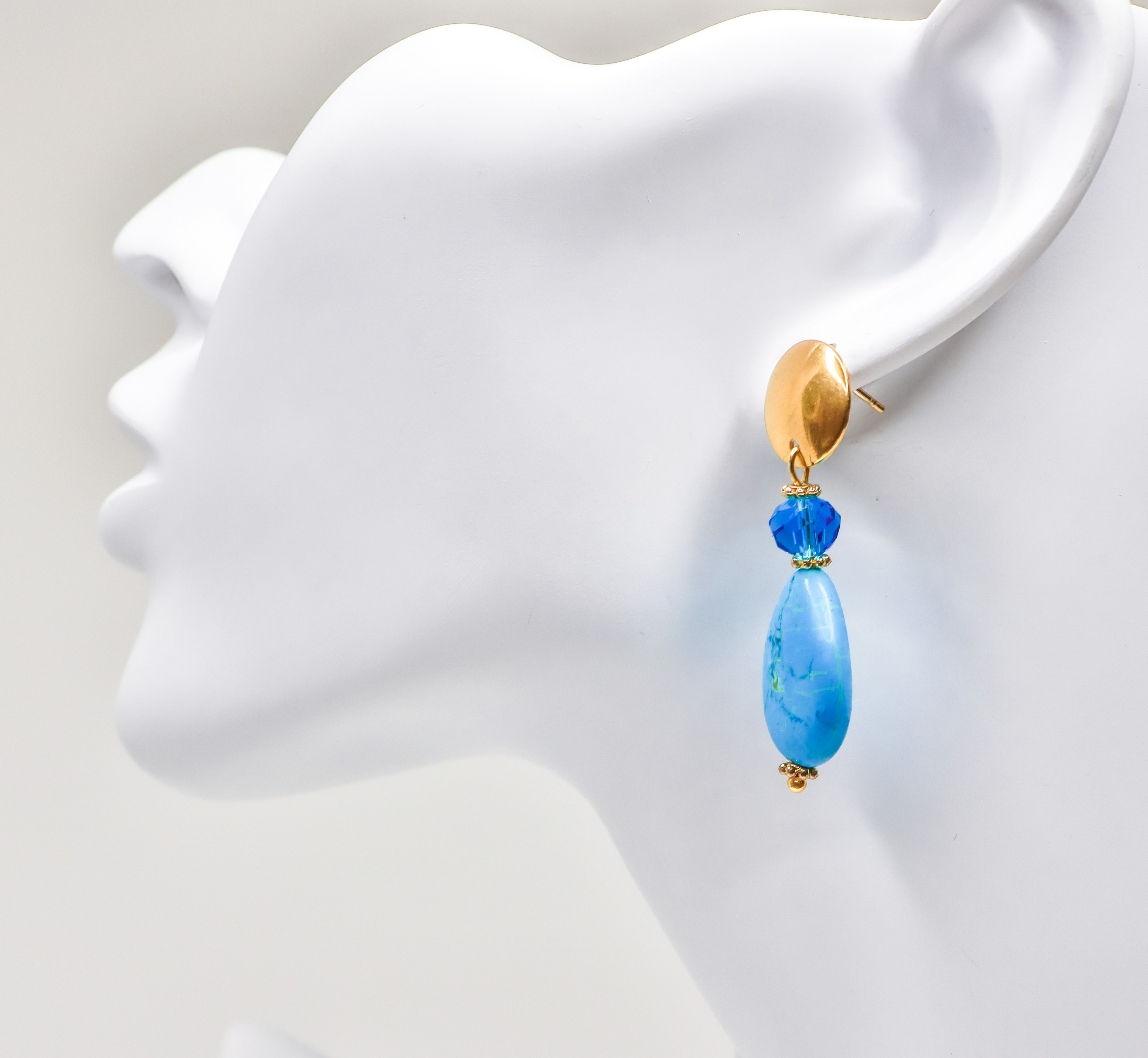 Gold Earrings - Turquoise Drop