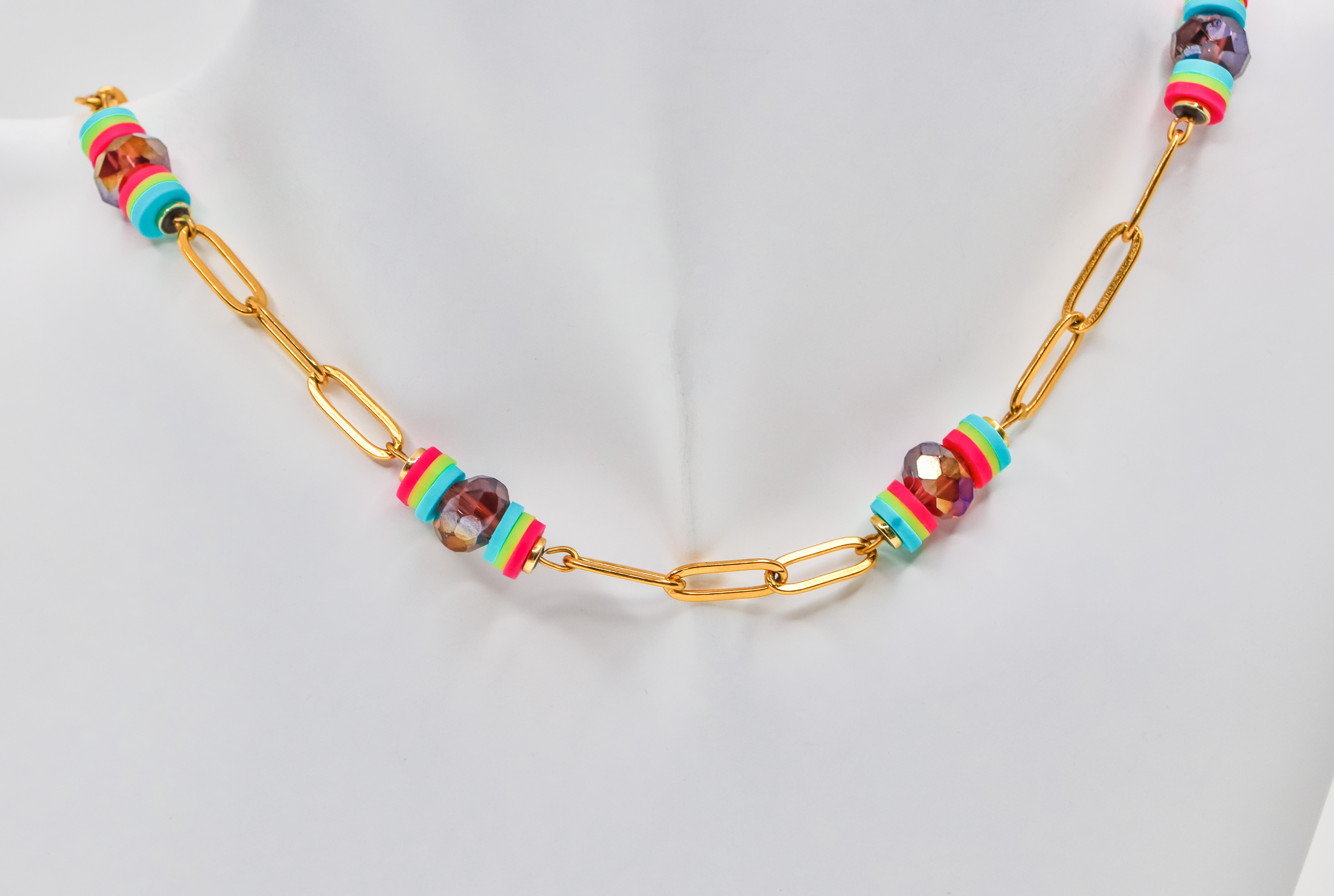 Necklace - Playful Gold Neon