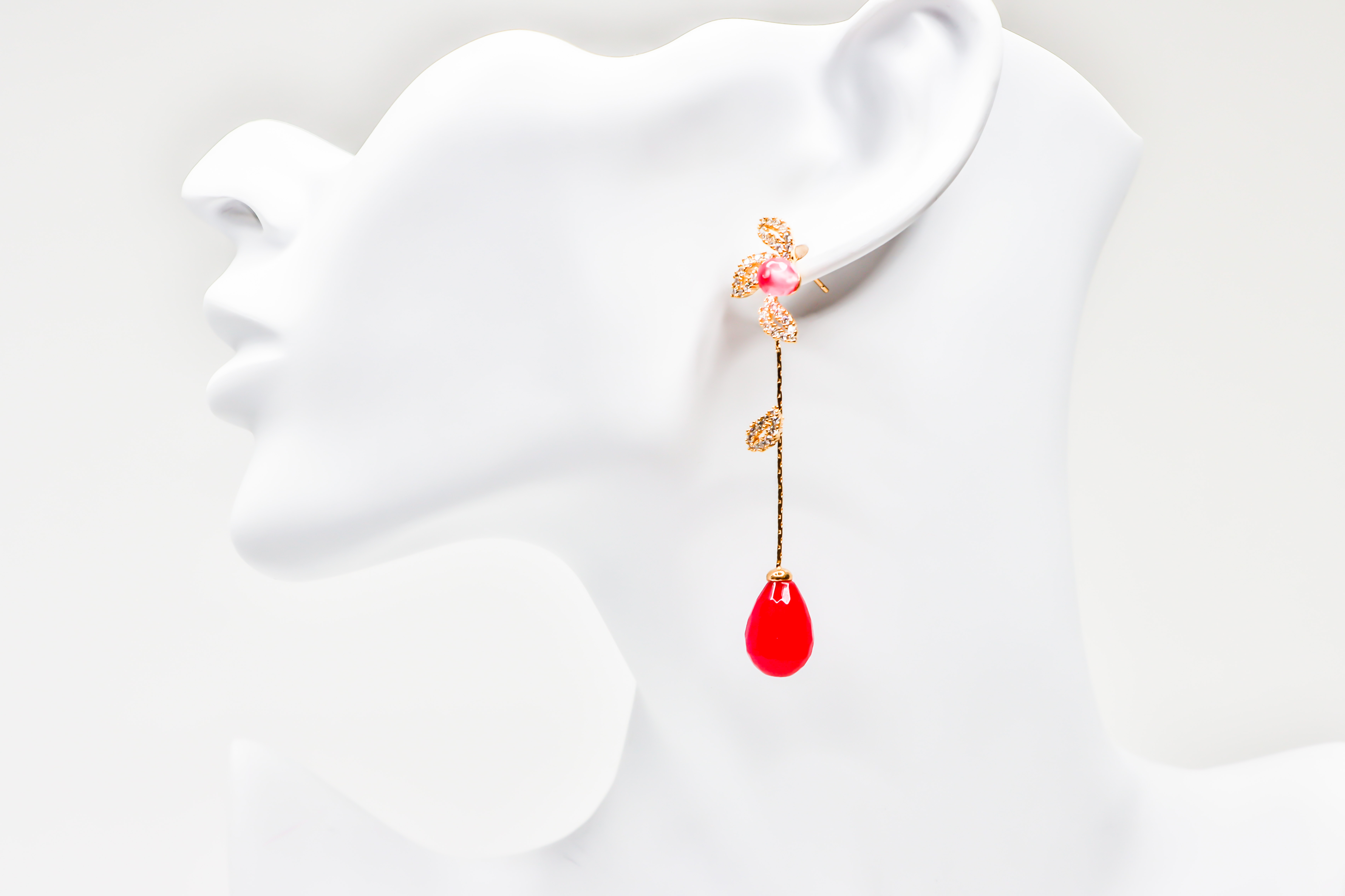 Gold Earrings Fuchsia and Gold Dream, Handmade Designer Jewelry