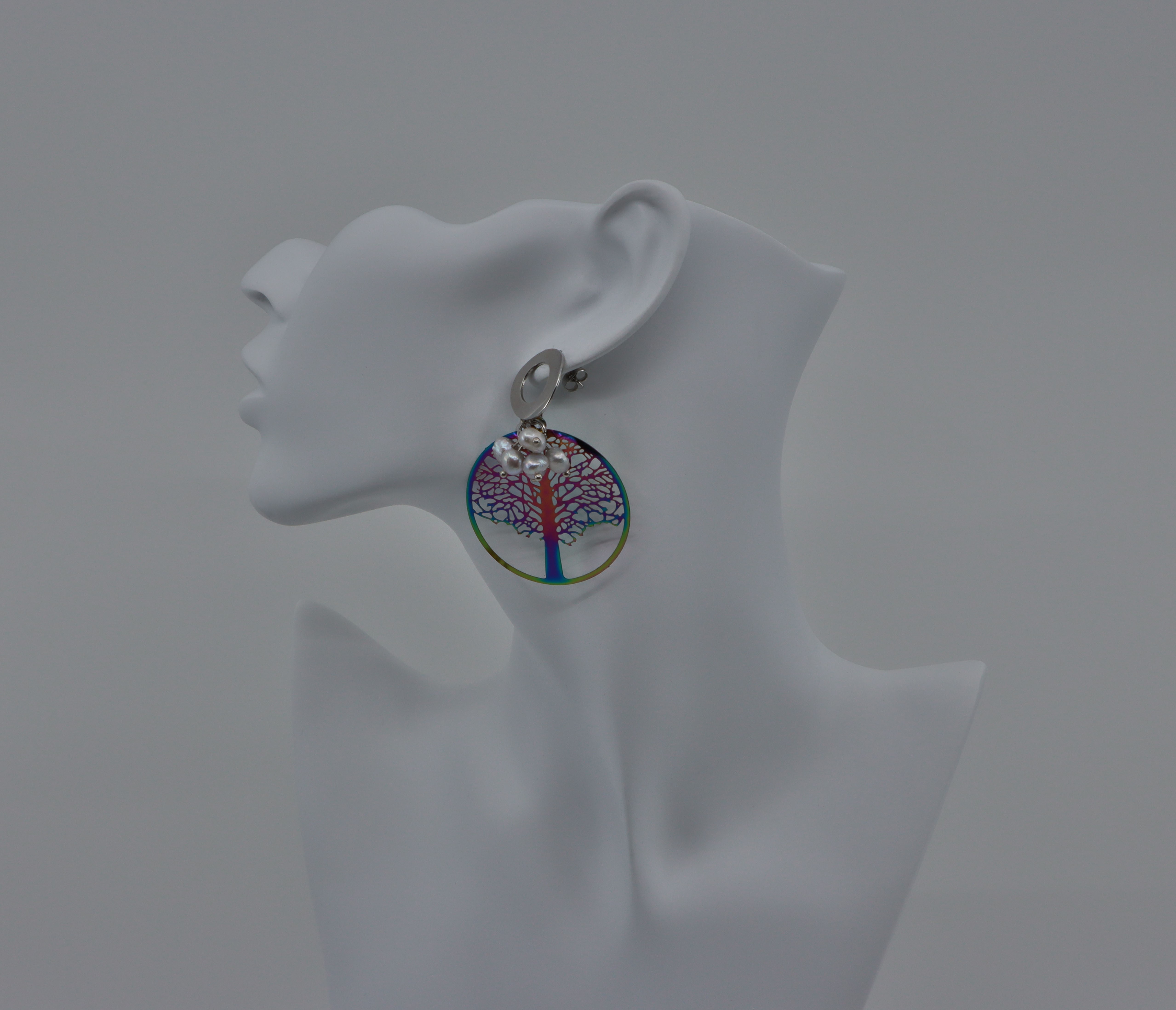Silver Earrings - Mystic Tree of Life Pearl