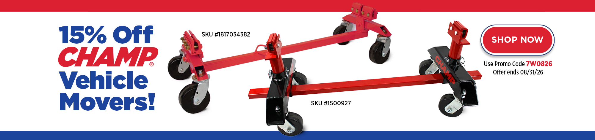 15% Off CHAMP Vehicle Mover!