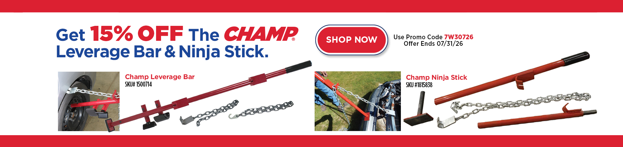 15% Off CHAMP Leverage Bar & Ninja Stick