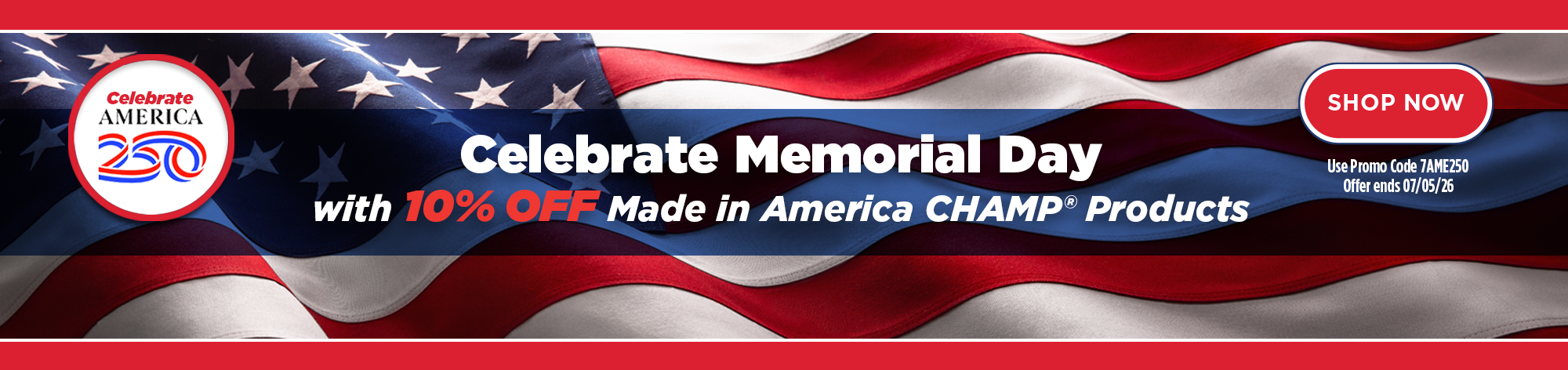 CHAMP Celebrate America with 10% OFF