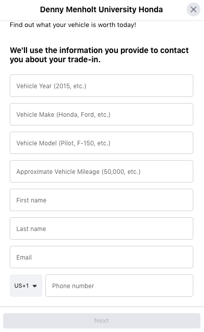 Image of a trade-in form