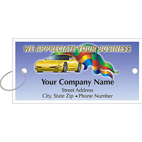 Personalized Full-Color Key Tags - Sports Car & Flag