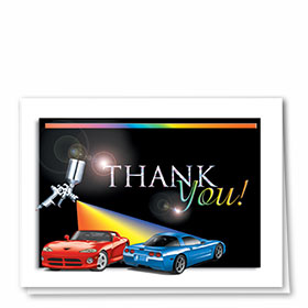 Foil Automotive Thank You Cards - Rainbow Spray