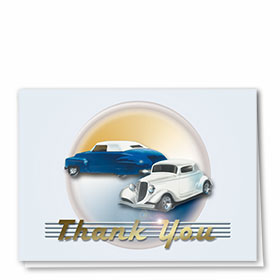 Foil Automotive Thank You Cards - Classic Cars