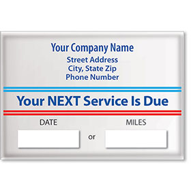 Jumbo Adhesive Service Reminder Stickers - Your Next Service is Due