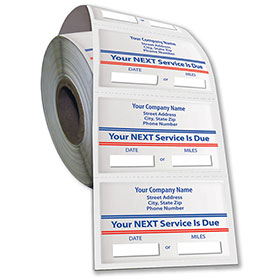 Jumbo Adhesive Service Sticker on a Roll - Your Next Service is Due