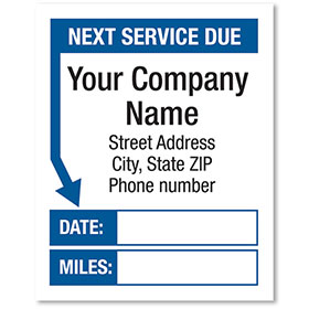 White Static Cling Service Reminder Stickers - Next Service Due - Dsg 1