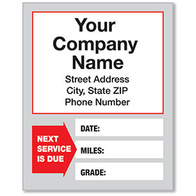 White Static Cling Service Reminder Stickers - Next Service is Due - Dsg 1