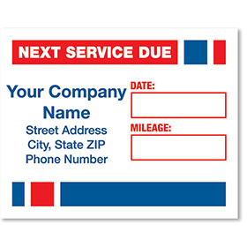 White Static Cling Service Reminder Stickers - Next Service Due - Dsg 2
