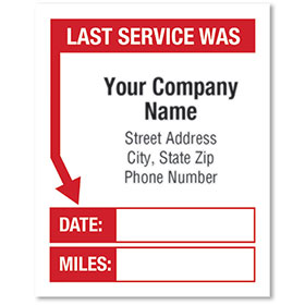 White Static Cling Service Reminder Stickers - Last Service Was - Dsg 1