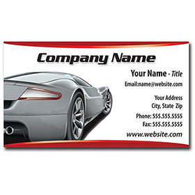Full-Color Auto Repair Business Cards - Silver Rear View