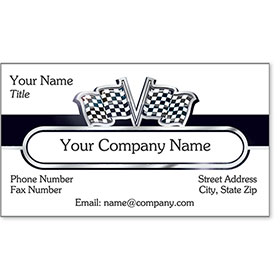 Automotive Business Cards with Foil - Silver Flags